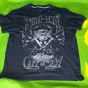 Marc Ecko Cut & Sew Mens XXL Graphic T-Shirt Deadly Tailors Black Cotton Tee